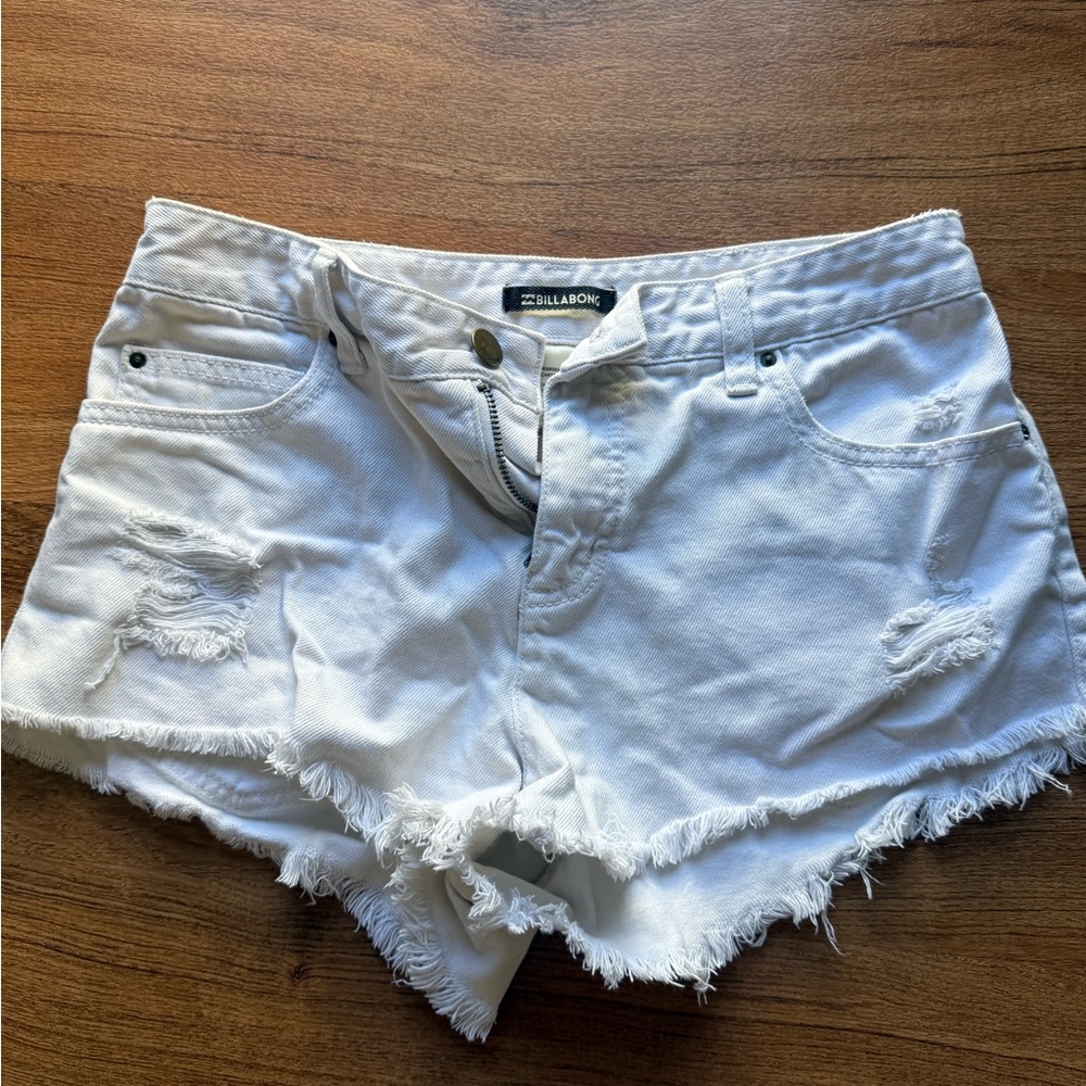 Billabong Women's Frayed White Jean Shorts
